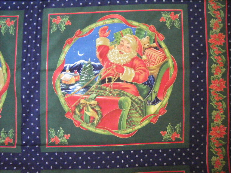 Christmas - Jolly Old Santa In His Sleigh Panel - Click Image to Close